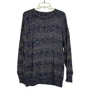 Vtg Monello Italy Sweater 52‎ L XL Grandpa Core Blue Gray 3D Knit Coogi Style